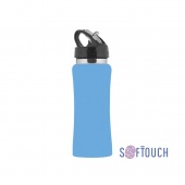 Бутылка для воды "Индиана" с покрытием soft touch, цвет голубой