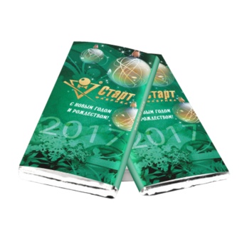 Шоколадная плитка, 100 гр. в бумажной этикетке, молочный/темный, 100 шт